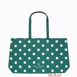**SOLD**Kate Spade Green and White Polka Dot Tote